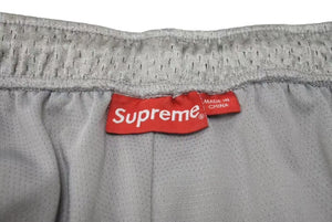 SUPREME シュプリーム ハーフパンツ スモールボックスロゴ メッシュ シルバー レッド ホワイト サイズL 美品 中古 4b001632 