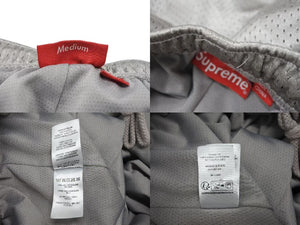 SUPREME シュプリーム ハーフパンツ スモールボックスロゴ メッシュ シルバー レッド ホワイト サイズL 美品 中古 4b001632 