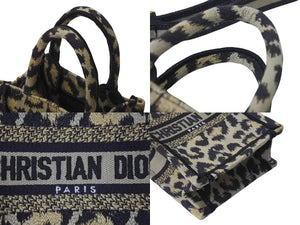 CHRISTIAN DIOR クリスチャンディオール ブックトート ミニフォンバッグ レオパード キャンバス ゴールド金具 美品 中古 4b001642