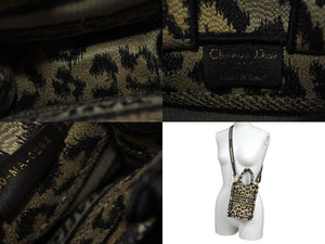 CHRISTIAN DIOR クリスチャンディオール ブックトート ミニフォンバッグ レオパード キャンバス ゴールド金具 美品 中古 4b001642