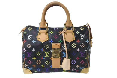 極美品 LOUIS VUITTON ルイヴィトン スピーディ30 ハンドバッグ M92642 モノグラム マルチカラー ブラック 中古 4b001644