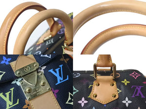 極美品 LOUIS VUITTON ルイヴィトン スピーディ30 ハンドバッグ M92642 モノグラム マルチカラー ブラック 中古 4b001644
