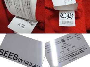 極美品 CHROME HEARTS クロムハーツ SAILIN ON 1 2 ZIP ハーフジップスウェット サイズXL セメタリークロス 刺繍 ハリウッド レッド 中古 4b001645