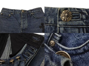 CHROME HEARTS クロムハーツ デニムショーツ ショートパンツ サイズ26 セメタリークロス デニムパッチ シルバー925 12パッチ 美品 中古 4b001646