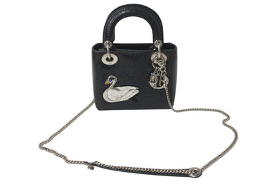 Christian Dior クリスチャンディオール レディディオール スワン ミニハンドバッグ 32-MA-0166 パテントレザー カナージュ 美品 中古 4b001647