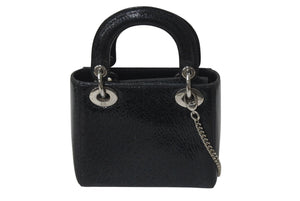 Christian Dior クリスチャンディオール レディディオール スワン ミニハンドバッグ 32-MA-0166 パテントレザー カナージュ 美品 中古 4b001647