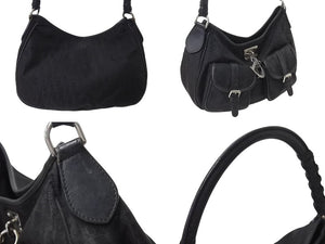 CHRISTIAN DIOR クリスチャンディオール トロッターライン ハンドバッグ ショルダーバッグ チャーム ブラック シルバー 良品 中古 4b001651