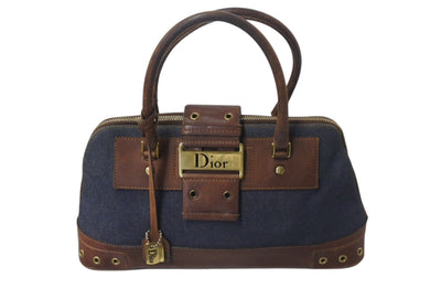 Christian Dior クリスチャンディオール ストリートシック ハンドバッグ デニムキャンバス レザー 美品 中古 4b001652