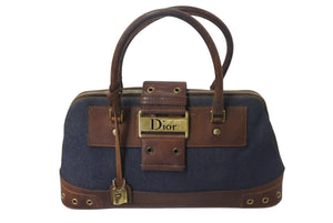 Christian Dior クリスチャンディオール ストリートシック ハンドバッグ デニムキャンバス レザー 美品 中古 4b001652