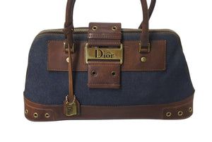 Christian Dior クリスチャンディオール ストリートシック ハンドバッグ デニムキャンバス レザー 美品 中古 4b001652