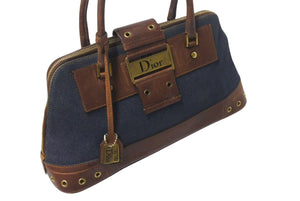 Christian Dior クリスチャンディオール ストリートシック ハンドバッグ デニムキャンバス レザー 美品 中古 4b001652