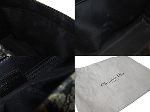 Christian Dior クリスチャンディオール ワンショルダーバッグ トロッター柄 レザー ブラック コットンキャンバス 美品 中古 4b001654