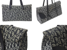 Load image into Gallery viewer, Christian Dior クリスチャンディオール ワンショルダーバッグ トロッター柄 レザー ブラック コットンキャンバス 美品 中古 4b001654