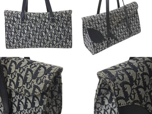 Christian Dior クリスチャンディオール ワンショルダーバッグ トロッター柄 レザー ブラック コットンキャンバス 美品 中古 4b001654