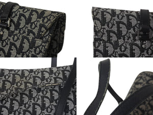 Christian Dior クリスチャンディオール ワンショルダーバッグ トロッター柄 レザー ブラック コットンキャンバス 美品 中古 4b001654