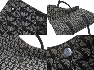 Christian Dior クリスチャンディオール ワンショルダーバッグ トロッター柄 レザー ブラック コットンキャンバス 美品 中古 4b001654