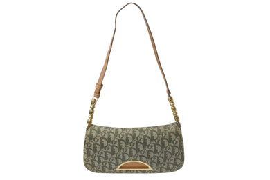 Christian Dior クリスチャンディオール ワンショルダーバッグ マリスパール トロッター柄 レザー コットンキャンバス 美品 中古 4b001655