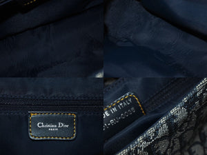 Christian Dior クリスチャンディオール ショルダーバッグ トロッター柄 レザー ネイビー コットンキャンバス 美品 中古 4b001656