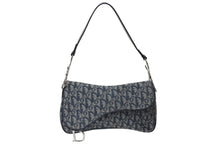 Load image into Gallery viewer, Christian Dior クリスチャンディオール ショルダーバッグ トロッター柄 レザー ネイビー コットンキャンバス 美品 中古 4b001656