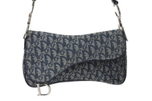 Load image into Gallery viewer, Christian Dior クリスチャンディオール ショルダーバッグ トロッター柄 レザー ネイビー コットンキャンバス 美品 中古 4b001656