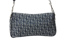 Load image into Gallery viewer, Christian Dior クリスチャンディオール ショルダーバッグ トロッター柄 レザー ネイビー コットンキャンバス 美品 中古 4b001656