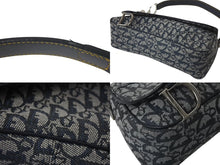 Load image into Gallery viewer, Christian Dior クリスチャンディオール ショルダーバッグ トロッター柄 レザー ネイビー コットンキャンバス 美品 中古 4b001656