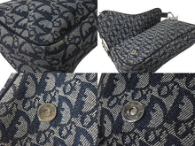 Load image into Gallery viewer, Christian Dior クリスチャンディオール ショルダーバッグ トロッター柄 レザー ネイビー コットンキャンバス 美品 中古 4b001656