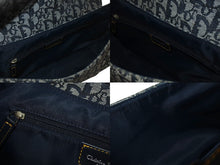 Load image into Gallery viewer, Christian Dior クリスチャンディオール ショルダーバッグ トロッター柄 レザー ネイビー コットンキャンバス 美品 中古 4b001656