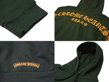 Load image into Gallery viewer, 極美品 CHROME HEARTS クロムハーツ プルオーバーフーディー パーカー サイズXL アーチロゴ ダークグリーン オレンジ シルバー925 中古 4b001659