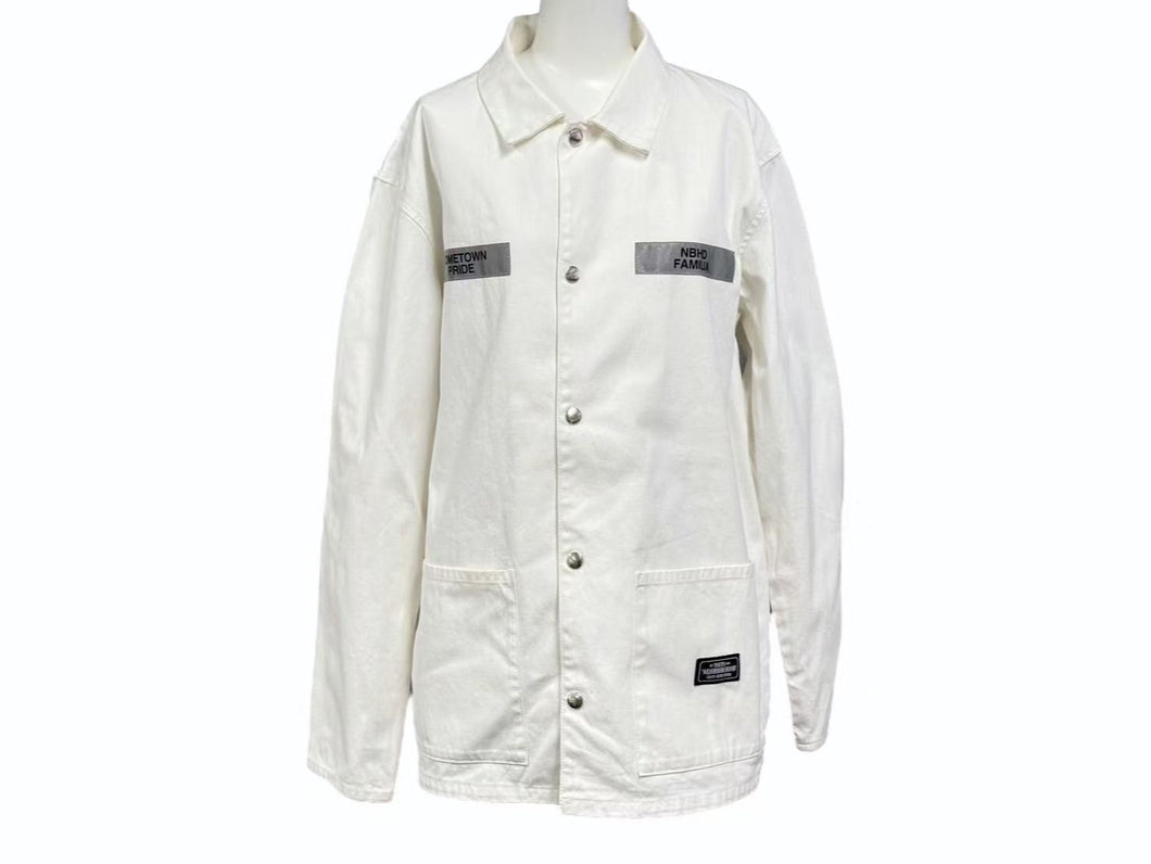 NEIGHBORHOOD ネイバーフッド ジャケット COVERALL.CW ワークジャケット 192ARNH-JKM01 ホワイト サイズM 美品 中古 4b001663