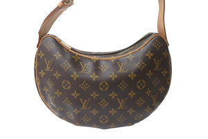 極美品 LOUIS VUITTON ルイヴィトン クロワッサンMM ワンショルダーバッグ M51512 モノグラム PVC レザー ブラウン 中古 4b001669