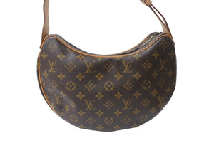 極美品 LOUIS VUITTON ルイヴィトン クロワッサンMM ワンショルダーバッグ M51512 モノグラム PVC レザー ブラウン 中古 4b001669