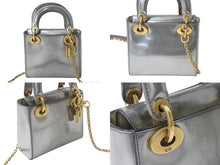 Load image into Gallery viewer, Christian Dior クリスチャンディオール レディディオール ミニ サッチェルバッグ ハンドバッグ 02-MA-0118 グレーズカーフ 2WAY 美品 中古 4b001670
