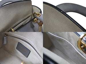 Christian Dior クリスチャンディオール レディディオール ミニ サッチェルバッグ ハンドバッグ 02-MA-0118 グレーズカーフ 2WAY 美品 中古 4b001670