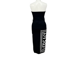極美品 VERSACE ヴェルサーチ ロゴストラップレス クロップドブラトップ A83290 ニットペンシルスカート A83291 セットアップ サイズ36 中古 4b001678 