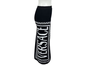 極美品 VERSACE ヴェルサーチ ロゴストラップレス クロップドブラトップ A83290 ニットペンシルスカート A83291 セットアップ サイズ36 中古 4b001678 