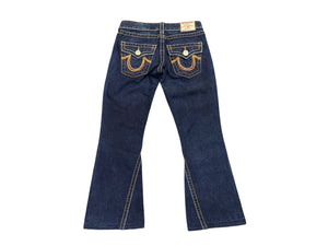 TRUE RELIGION トゥルーレリジョン RAINBOW JOEY レインボーステッチ フレアデニムパンツ 009-024984 インディゴ サイズ27 美品 中古 4b001680 