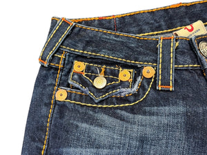 TRUE RELIGION トゥルーレリジョン RAINBOW JOEY レインボーステッチ フレアデニムパンツ 009-024984 インディゴ サイズ27 美品 中古 4b001680 