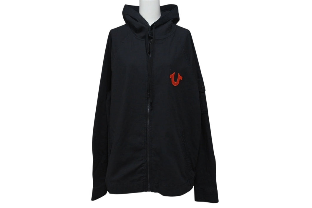 TRUE RELIGION トゥルーレリジョン Raglan Ripstop Zip Up ラグラン リップストップ ジップアップ ブルゾン ジェットブラック サイズM 美品 中古 4b001685