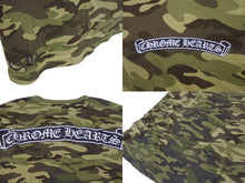 Load image into Gallery viewer, CHROME HEARTS クロムハーツ 半袖Tシャツ サイズM カモフラ柄 スクロールラベルロゴ プリント コットン カーキ 総柄 美品 中古 4b001690