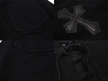 Load image into Gallery viewer, CHROME HEARTS クロムハーツ スウェットパンツ レザークロスパッチ シルバ−925 レザー コットン ブラック 美品 中古 4b001692