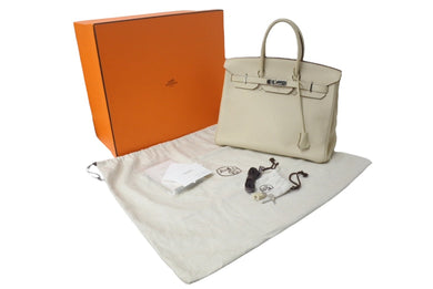 新品同様 HERMES エルメス BIRKIN バーキン35 ハンドバッグ トゴ パーシュマン シルバー金具 □M刻印 中古 4b001694