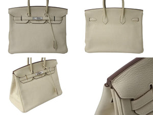 新品同様 HERMES エルメス BIRKIN バーキン35 ハンドバッグ トゴ パーシュマン シルバー金具 □M刻印 中古 4b001694