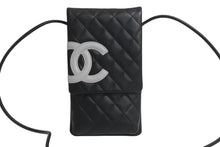 Load image into Gallery viewer, 極美品 CHANEL シャネル ポーチ ショルダーバッグ カンボンライン 9番台 ココマーク ブラック ホワイト 中古 4b001697