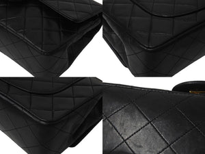 極美品 CHANEL シャネル マトラッセ23 Wフラップ Wチェーン ショルダーバッグ 1番台 ラムスキン ココマーク ブラック ゴールド金具 中古 4b001700