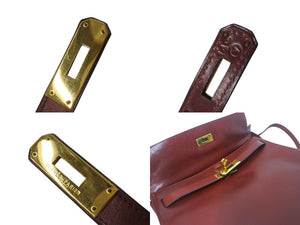 エルメス ケリー32 内縫い ルージュアッシュ ○Y刻印 カーフスキン ゴールド金具 ハンドバッグ 2WAY 美品 中古 4b001702
