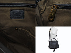極美品 Chloe クロエ Marcie マーシー ショルダーバッグ 2WAY ハンドバッグ ブラック レザー 3S0917 ゴールド金具 中古 4b001705