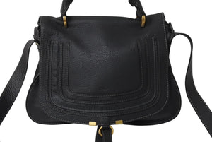 極美品 Chloe クロエ Marcie マーシー ショルダーバッグ 2WAY ハンドバッグ ブラック レザー 3S0917 ゴールド金具 中古 4b001705