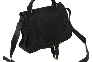 極美品 Chloe クロエ Marcie マーシー ショルダーバッグ 2WAY ハンドバッグ ブラック レザー 3S0917 ゴールド金具 中古 4b001705