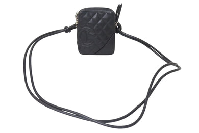 CHANEL シャネル カンボンライン ショルダーバッグ A25177 8番台 ココマーク カーフスキン キルティング ブラック 美品 中古 4b001710